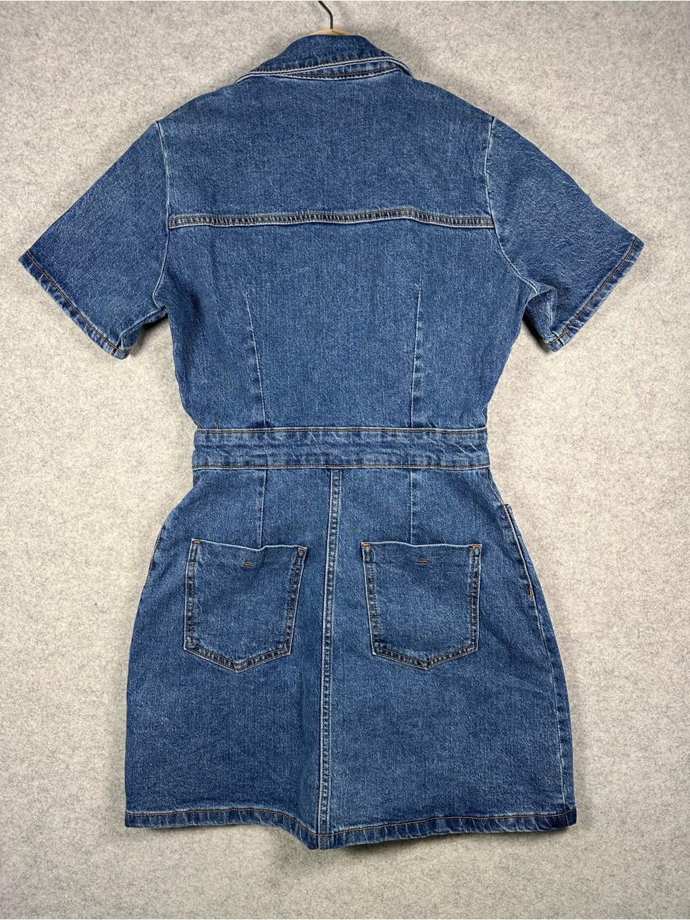 Zara Women’s Denim Blue Short Sleeve Button Up Front Mini Dress S NWT Utility - Picture 6 of 9